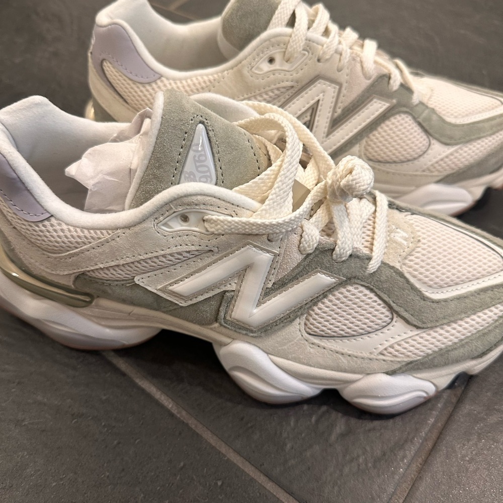 New Balance Off-White and Light Gray Sneakers